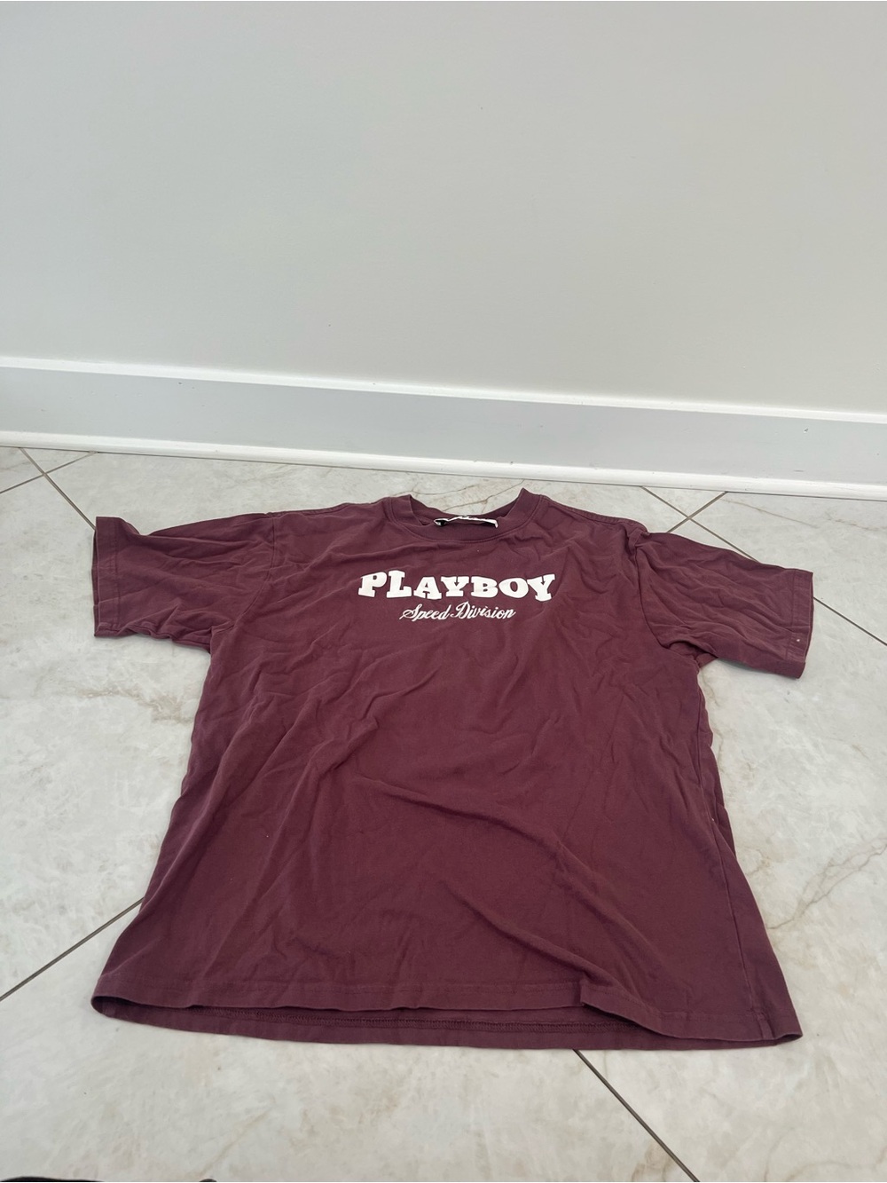 Playboy Speed Division Maroon Logo Short Sleeve T-Shirt Size Medium